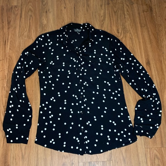Topshop Spot Classic Shirt in Black - Picture 4 of 8